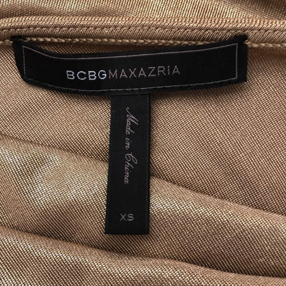 BCBGMAXAZRIA Gold Abrial Asymmetric Dress Extra Small - Picture 6 of 8